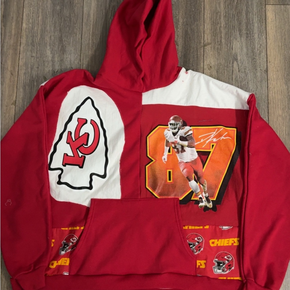Red and White Football Hoodie